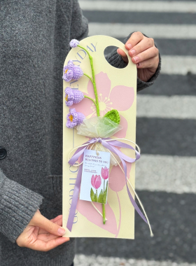 手工创意成品钩针仿真花铃兰祝福贺卡送女老师员工实用生日礼物花
