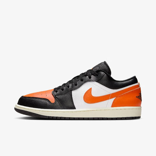 Nike男鞋Jordan 1篮球鞋AJ1扣碎黑白橙舒适休闲板鞋 553558-081 - 图0
