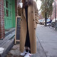 Double-breasted loose casual long woolen coat