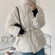 Korean chic versatile turtleneck diamond lattice lace cotton jacket