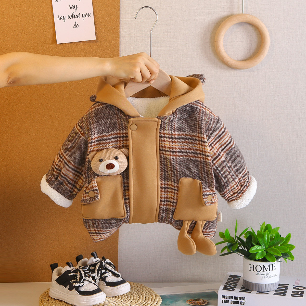 男童宝宝秋冬季加绒外套01-2-3岁婴儿冬装帅气儿童连帽加绒上衣潮,淘宝优惠券,粉丝福利购,淘宝优惠卷