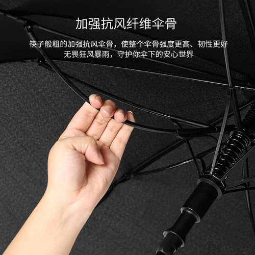 男士长柄伞双人超大加固防风自动雨伞商务三人大号广告伞定制logo - 图1