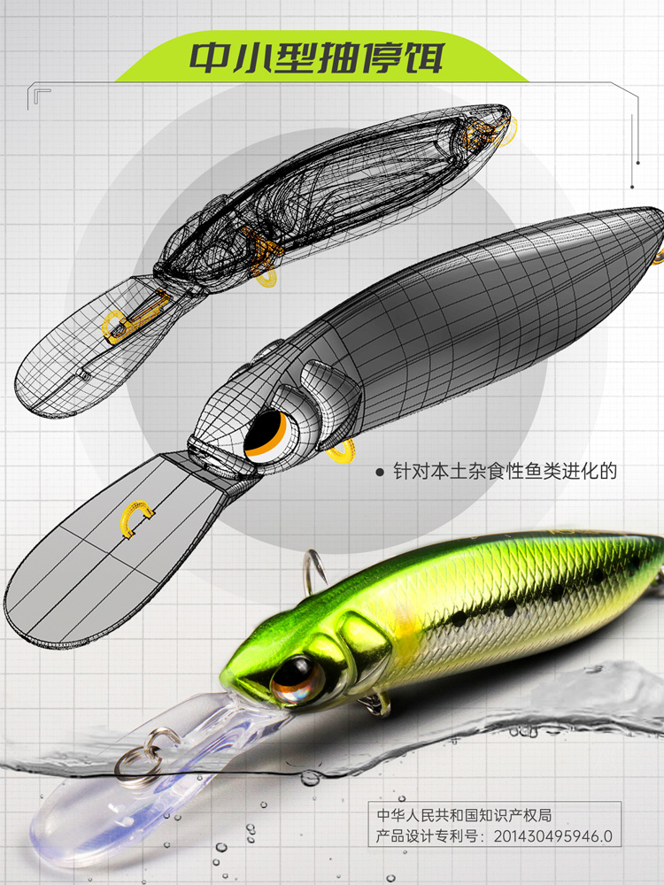 大河奔流路亚发烧友翘嘴军鱼青鱼米诺缓沉浮水毒牙路亚硬饵A5S/F