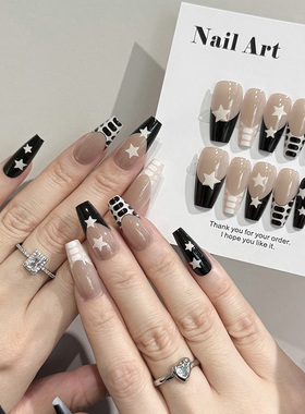 NailArt甜酷法式穿戴甲高级显白3.0长椭圆ins纯欲风氛围感美甲片