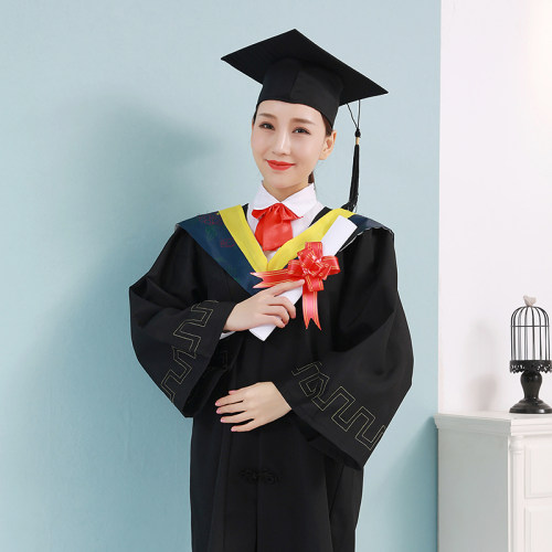 学士服大学生毕业礼服硕士服博士服导师服校长服定制校徽刺绣包邮 - 图2