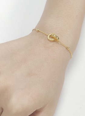 双环手链女轻奢高级感环环相扣手环时尚百搭创意感仿金圆珠手饰