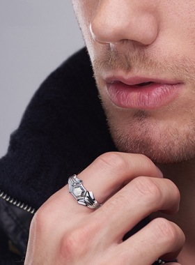 泰银复古北欧陨石开口戒指男七海之戒轻奢小众送男友生日礼物