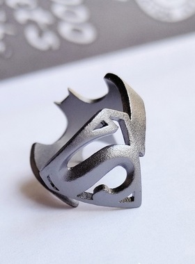 原创设计复古超人蝙蝠侠 两面一体活口开口潮男百搭 泰银戒指