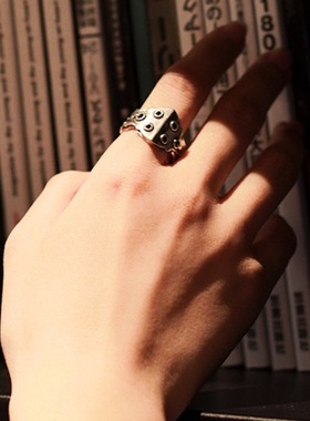 福美祥复古格萨尔王咒甲铠甲戒指原创潮流手工泰银送男友开口指环