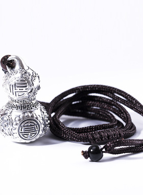 民族风泰银小葫芦吊坠男士项链女空心可打开装朱砂复古挂件