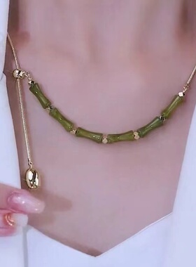竹节项链可调节毛衣链小众设计
