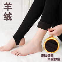 Japanese cashmere all-cotton trousers female outside wearing autumn and winter beating underpants high waist display slim foot plus suede thickened warm pants