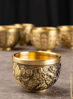 供水杯纯铜百福杯供奉茶杯仙家供佛杯子家用佛前七供水杯供奉酒杯