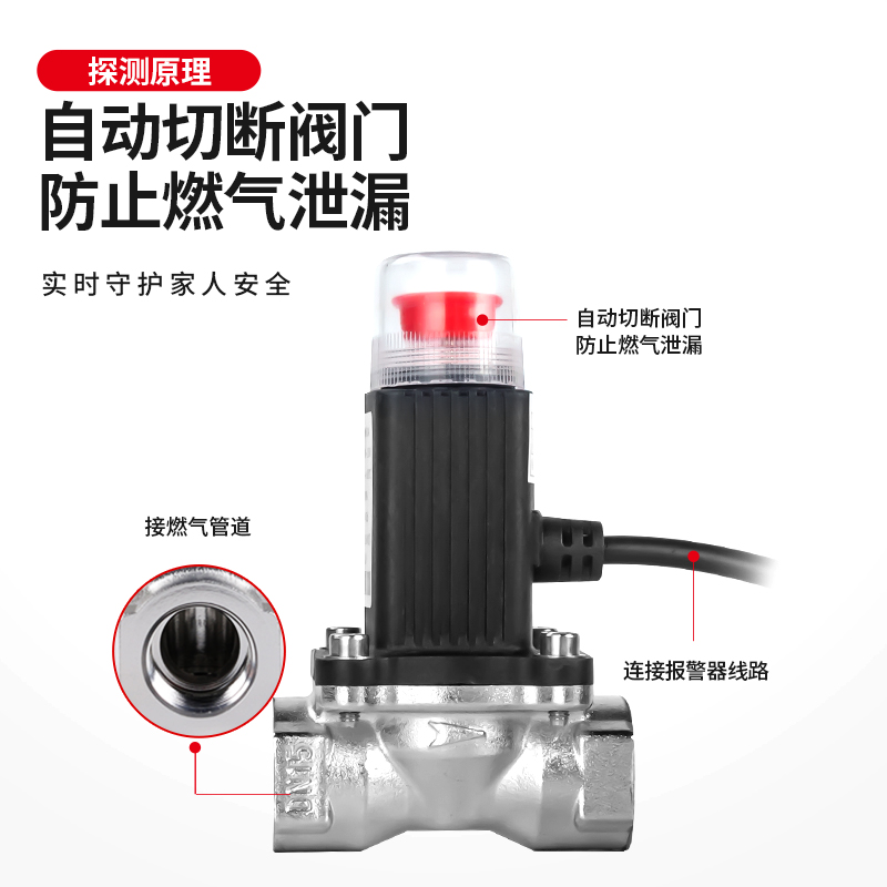 燃气报警器高灵敏家用煤气天然气管道煤气报警器联动电磁阀消防 - 图0