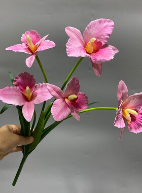 仿真卡特兰花过胶仿真花蝴蝶兰盆栽盆景装饰插花塑料花装饰插花束