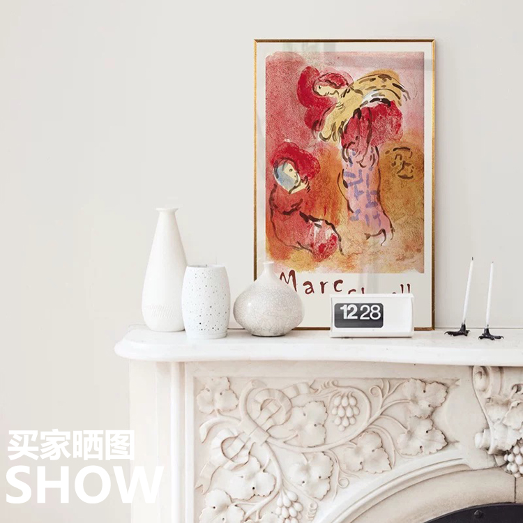 夏加尔Marc Chagall古董海报天使装饰画复古小众挂画客厅共情-图1
