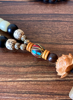 民族风沉香木菩提子女士佛珠项链