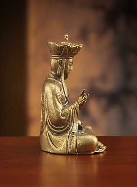 黄铜地藏王菩萨佛像摆件铜铸佛祖办公桌面摆设唐僧唐三藏家用供佛
