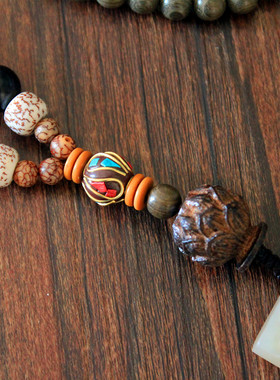 金丝楠木佛珠项链吊坠