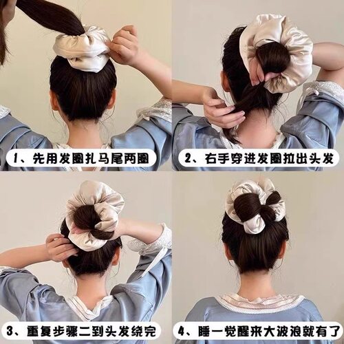 kitsch枕头发圈2026新款女缎面不伤发填充棉发绳扎发丸子头肥肠圈 - 图2