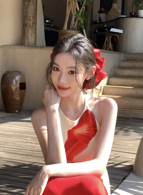 迪迪不畏同款红色大肠发圈发饰