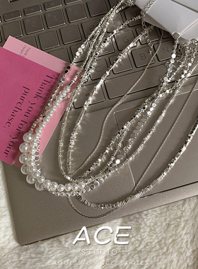 925纯银珍珠爱心碎银子项链