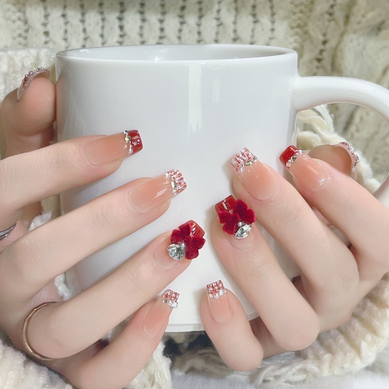 美甲穿戴甲2026年新款秋冬红色新年款中长款可拆卸穿戴手指甲贴片,淘宝优惠券,粉丝福利购,淘宝优惠卷