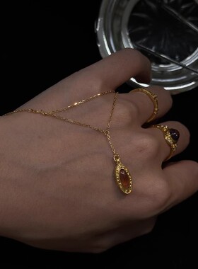 vintage中古金色美拉德锁骨链轻奢高级感复古秋冬毛衣链