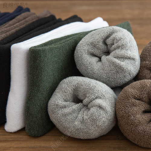 加厚长袜子男冬季保暖加绒高腰新款情侣棉袜男士马丁靴毛圈高筒袜 - 图2