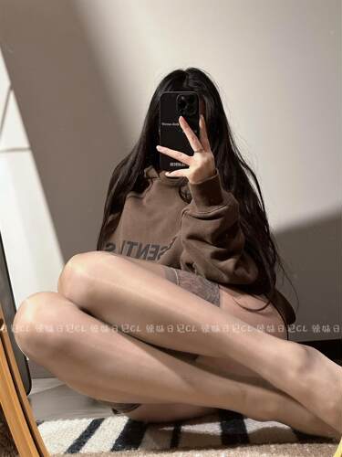 辣妹日记CL长筒袜孔雀翎咖色高筒硅胶防滑蕾丝花边性感诱惑腿袜女 - 图0