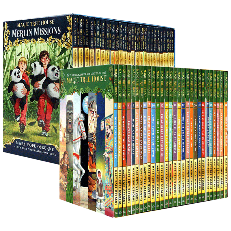 Magic Tree House 1-53册 神奇树屋全册套装1-28 梅林的任务1-25英文原版 儿童桥梁章节趣味故事书神奇的书屋英语绘本小说读物书籍 - 图1