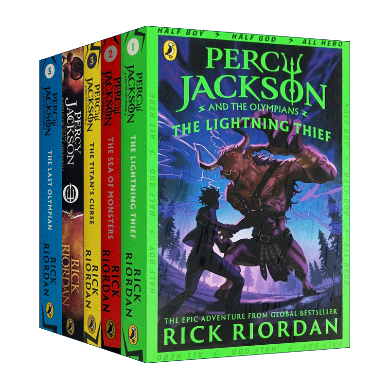 第一季五部曲 波西杰克逊系列5册全套 英文原版 Percy Jackson Rick Riordan 神火之盗 魔兽之海 巨神之咒 迷宫之战 英语书籍