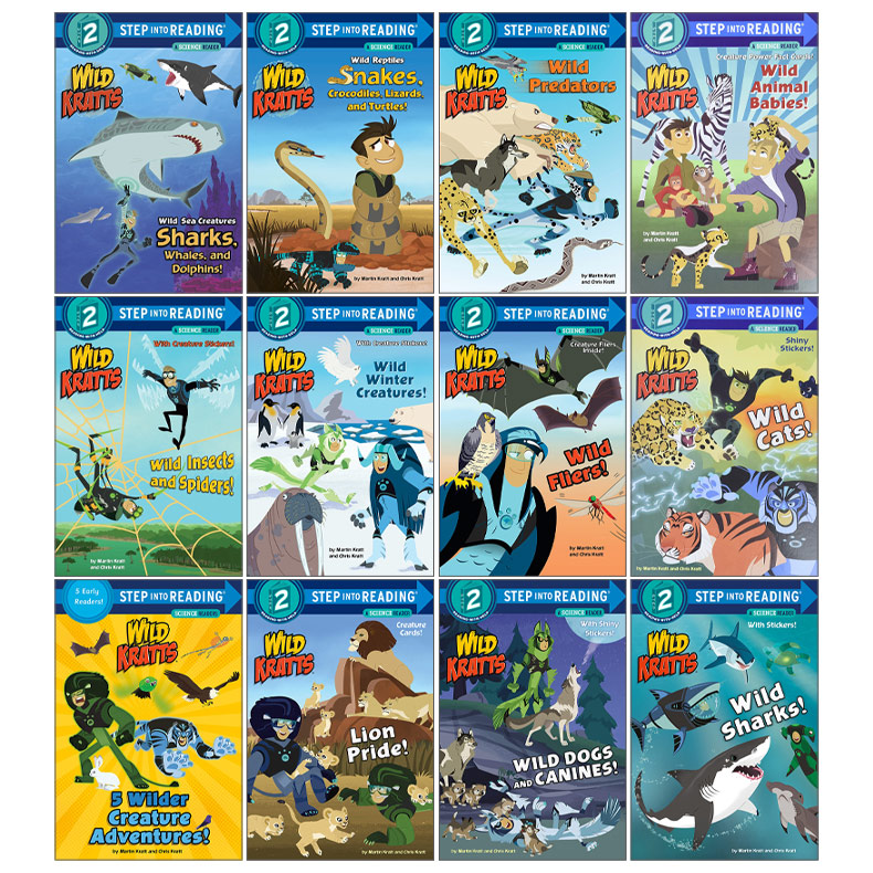 英文原版 Wild Kratts 动物兄弟 12册 PBS教育科幻科幻动画版 Step into Reading 2 美国企鹅兰登英语经典分级读物绘本 第二阶段 - 图0