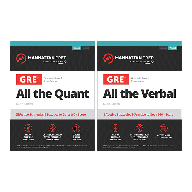 英文原版 All the GRE Effective Strategies & Practice from 99th Percentile Instructors 曼哈顿 GRE考试2册装 含Quant Verbal - 图0