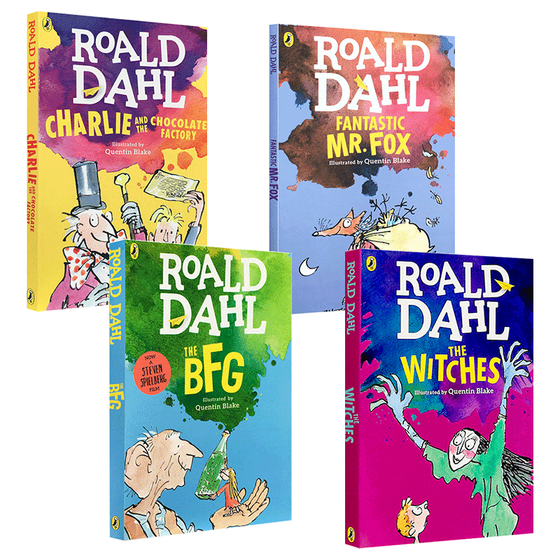 Roald Dahl罗尔德达尔4册套装 Charlie and the chocolate factory The BFG 查理和巧克力工厂英文原版小说章节桥梁书英语读物