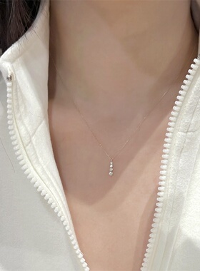 爆闪一字排钻锆石项链韩系简约