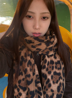 豹纹围巾女高级感复古丝巾加长