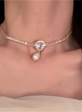 法式复古轻奢气质珍珠项链锁骨链