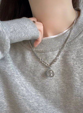 酷潮硬币做旧吊坠百搭项链
