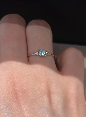海蓝锆石戒指女2026新款轻奢小众