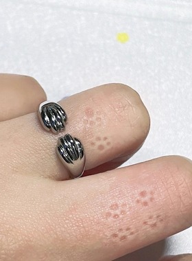 可爱通勤猫爪踩痕开口戒指女指环