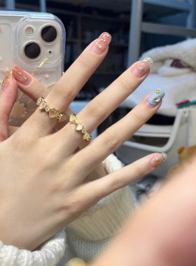 女小众开口可调节戒指爱心猫眼石