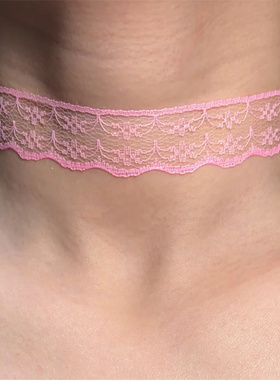 水粉色性感蕾丝choker项圈y2k