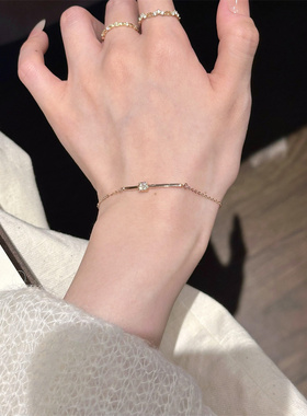 半镯细闪小方糖手链女轻奢小众