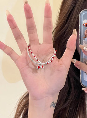 ZOOZMINI设计感红色爱心手链