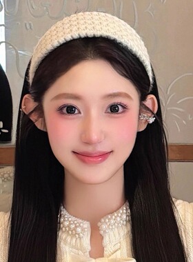 纯色菱格宽边毛线发箍女日常外戴