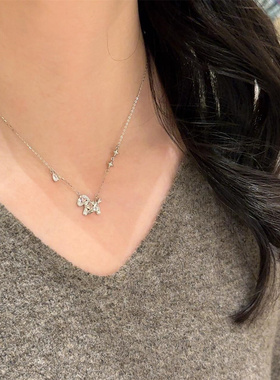 爆闪满钻小马项链小众本命年精致