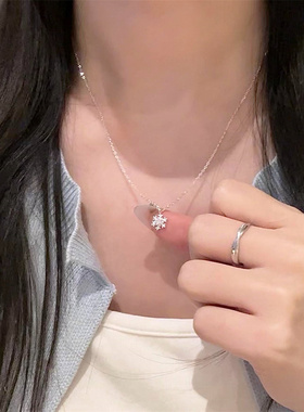 雪花吊坠项链女款不掉色毛衣链