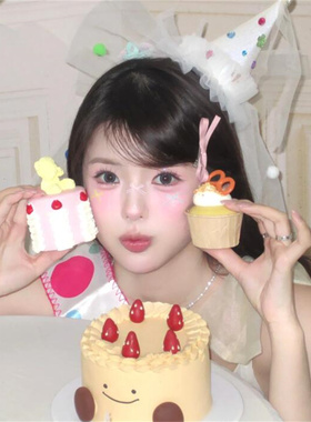 韩系水钻头纱生日帽甜美少女
