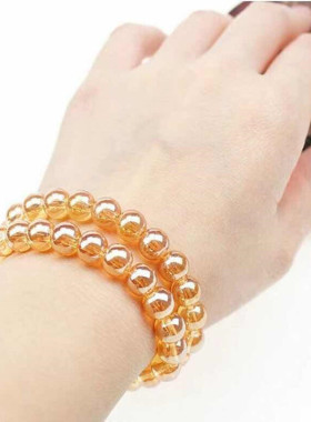黄水晶单圈手链女时尚气质百搭日韩版简约手串链手珠男女时尚饰品